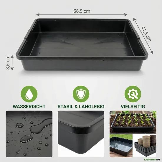 PROFI Gewächshaus-Wanne XL 565 – Wasserdichte Universalwanne für professionelle Anzucht (15 Liter)