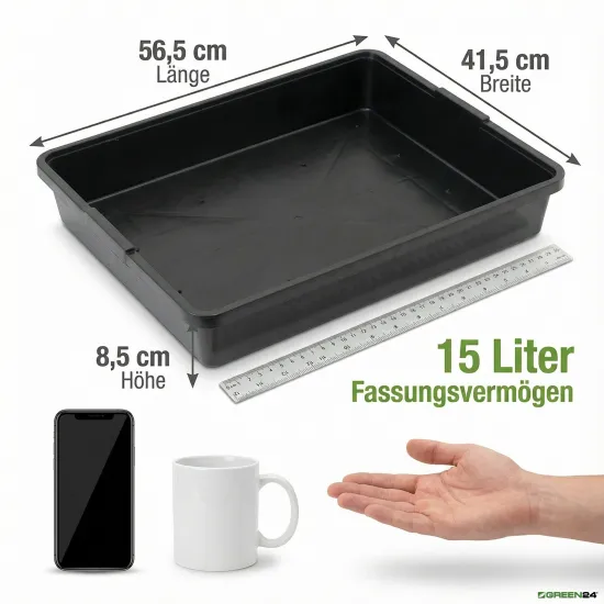 PROFI Gewächshaus-Wanne XL 565 – Wasserdichte Universalwanne für professionelle Anzucht (15 Liter)