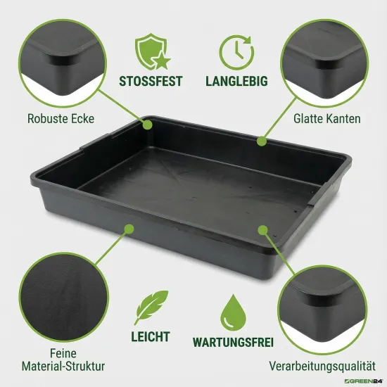 PROFI Gewächshaus-Wanne XL 565 – Wasserdichte Universalwanne für professionelle Anzucht (15 Liter)