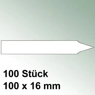 100 große Steck Etiketten aus Kunststoff Maße 100 x 16mm