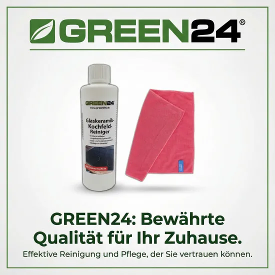 Glaskeramik-Kochfeld-Reiniger SET mit Mikrofasertuch - Reinigung und Pflege von Kochplatten / Ceranfeld / Induktionsplatten