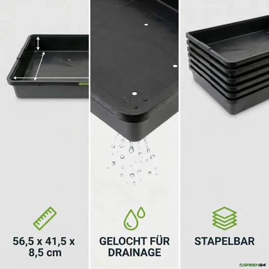 Profi Gewächshaus-Wanne XL565G gelocht für Pflanzen, Gewächshäuser und Garten