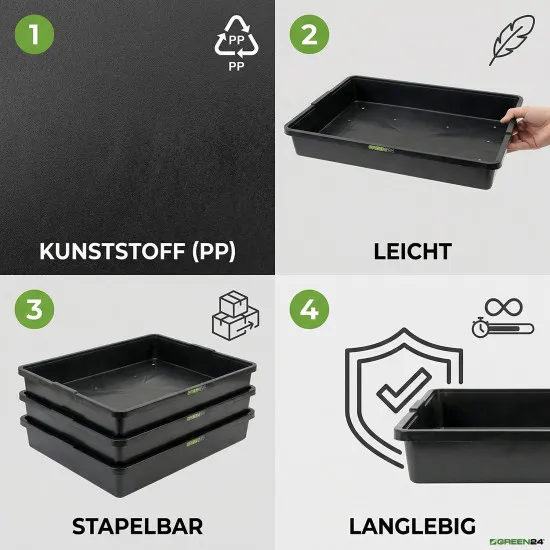 Profi Gewächshaus-Wanne XL565G gelocht für Pflanzen, Gewächshäuser und Garten