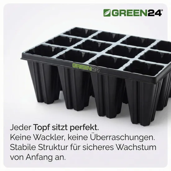 QP 12T18 BTP Baumschulen Anzuchtplatte Topfplatte 28x36cm (12 eckíge Töpfe BxLxH 75x77x180 mm) stabile Profi Multitopf-Platte