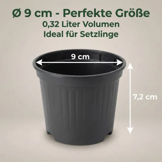 100 Runde Pflanztöpfe Ø 9 cm