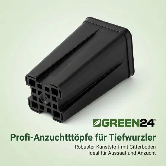 50 Stck. Vierecktopf 7 x 7 x 18 cm - Profi Spezialtopf für die Anzucht von Tiefwurzlern