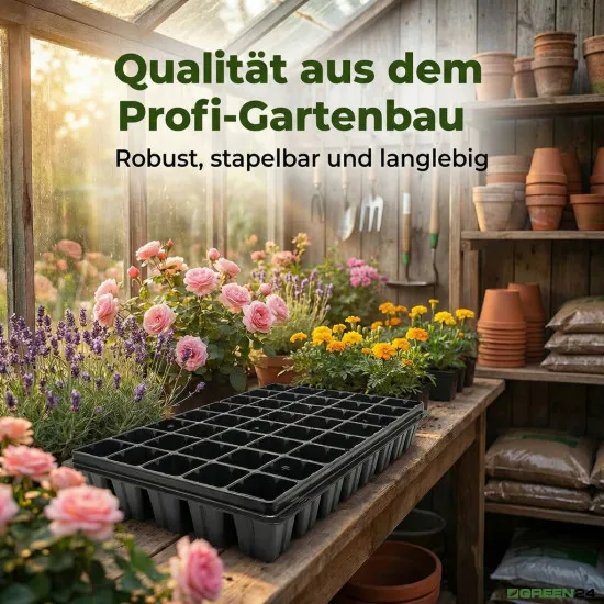 Wannen-Set KGT-40 Gärtner PRO mit Wanne, Bewässerungs-Kapillar-Matte und Topfplatte mit 40 Töpfen (Topfmaß 62 x 62 x 90 mm)