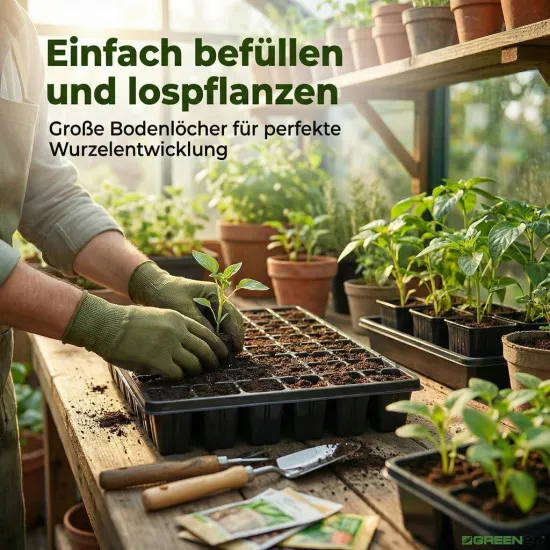 Wannen-Set KGT-40 Gärtner PRO mit Wanne, Bewässerungs-Kapillar-Matte und Topfplatte mit 40 Töpfen (Topfmaß 62 x 62 x 90 mm)