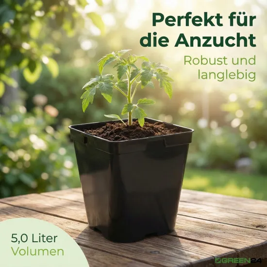 50 Stück XXL Pflanztöpfe 18,6 x 18,6 x 20,0 cm - 5 Liter Volumen