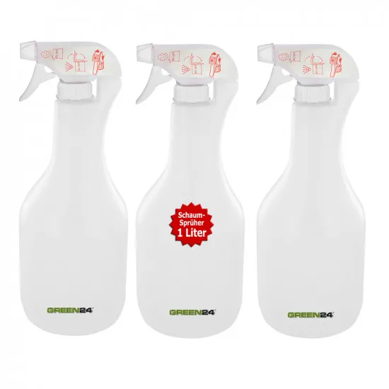 3 Stück Schaum-Sprüher 1 Ltr. für Sprühschaum Oder Feinen Sprühnebel - Für Haus & Garten Handsprüher Pumpsprüher Zerstäuber