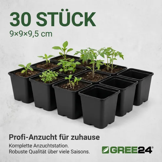 30 St. Pflanztöpfe 9x9x9,5cm Vierecktopf Profi Anzuchttopf