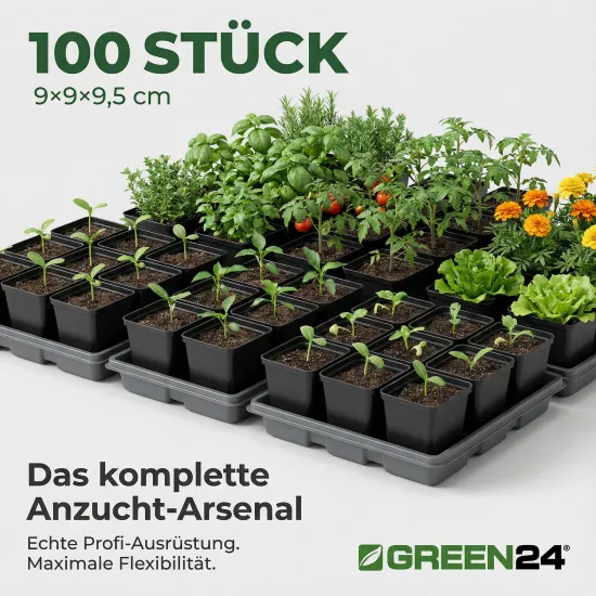 100 St. Pflanztöpfe 9x9x9,5cm Vierecktopf Profi Anzuchttopf