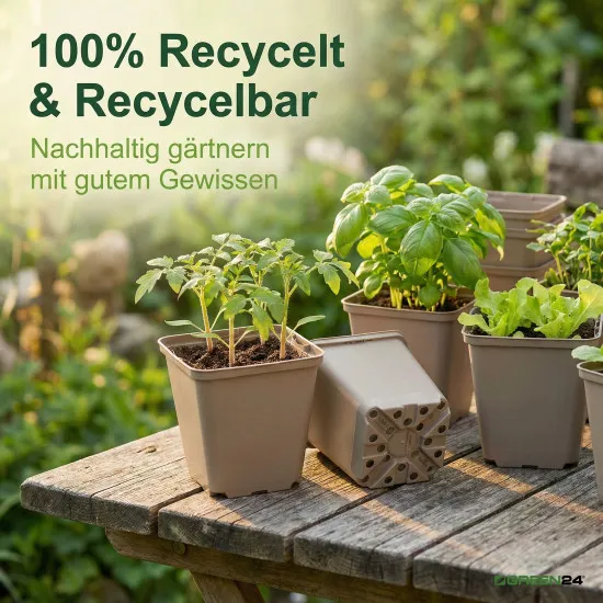 10 Stck. Recycling Pflanztöpfe Profi 9x9x9,5cm Farbe Taupe - RC Vierecktopf