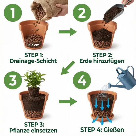 Blähton Kugeln Pflanzton Ton-Granulat - Körnung 8-16 mm - 5 Liter Premium