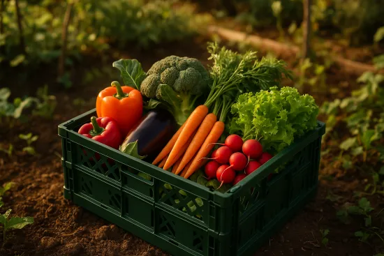 Klappbox grün - 600 x 400 x 170 mm – Ihr idealer Partner für Ernte und Lagerung aus lebensmittelechtem HDPE