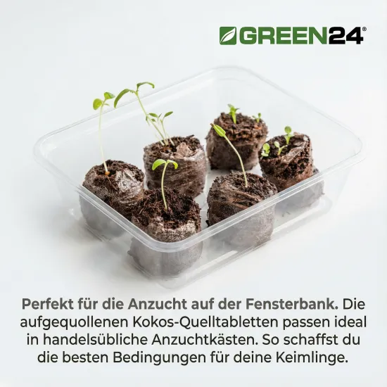 72 Stk. Kokos-Quelltabletten Ø45mm Made by Jiffy® Quell-Töpfe Aussaaterde Anzuchterde Kokostablette mit Anleitung