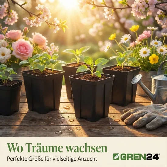 20 Stck. Vierecktopf 9x9x13cm - Profi Spezialtopf für die Anzucht von Tiefwurzlern