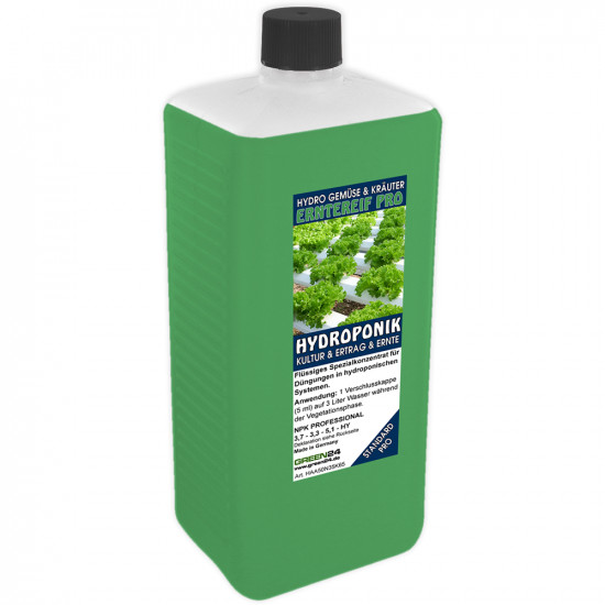 Hydro-Erntereif XL 1 Liter Nährlösung NPK Voll-Dünger für Kräuter & Gemüse Pflanzen in Hydrokultur und Hydroponik Systemen
