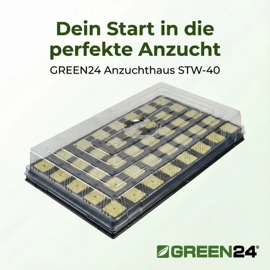 Anzuchthaus STW-40 inkl. 40 Steinwollewürfel 40x40x40mm (53,0 x 31,0 cm) (Typ G24)