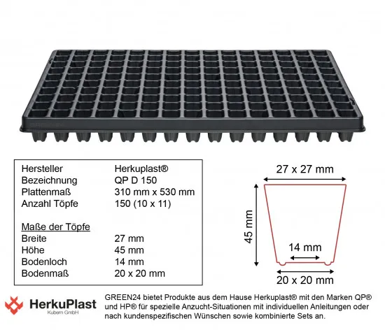 Anzuchthaus STW-150 inkl. 150 Steinwollewürfel 25x25x40mm (53,0 x 31,0 cm) (Typ G24)