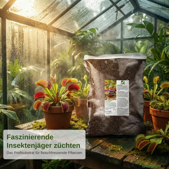 Umtopf-Set für Karnivoren, fleischfressende Pflanzen, Carnivoren – 10 Liter Spezial-Substrat + 250 ml Flüssigdünger