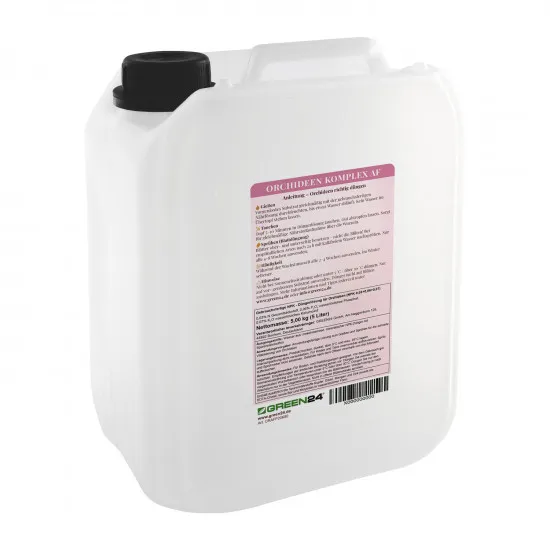 Orchideen-Komplex AF - 5 Liter anwendungsfertiger Dünger kalkfrei mit Spurenelementen für tropische Orchideen. Vitalität, Farbe & Blütenpracht wie im Regenwald.