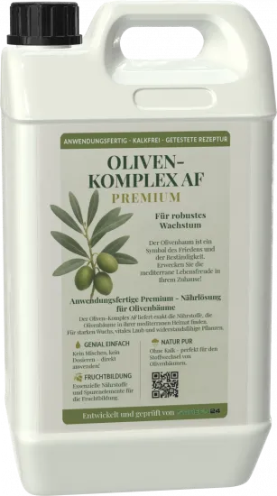 Oliven-Komplex AF - 5 Liter anwendungsfertiger Spezialdünger für Oliven, Feigen, Oleander & mediterrane Pflanzen. Repliziert mit seinem 3:3:2 Verhältnis natürliche Böden.