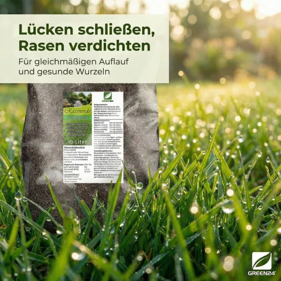 Rasenerde 10 L - Spezial-Erde für dichten & gesunden Rasen, Rasen-Reparatur und Nachsaat