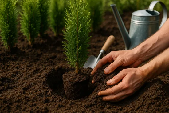 Thuja Umpflanz-Set - 10L Hecken-Substrat + 250ml Dünger für dichten Sichtschutz
