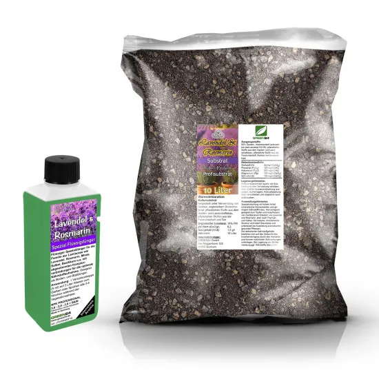 Lavendel & Rosmarin Umpflanz-Set - 10L Provence-Substrat + 250ml NPK-Dünger