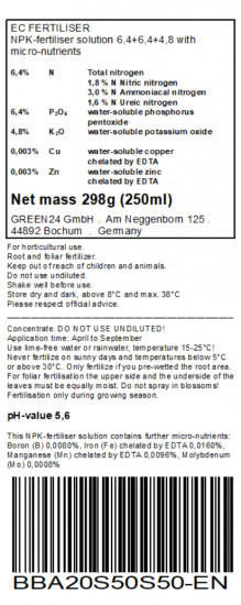 Davidia Dünger, NPK Flüssigdünger für Taschentuchbaum & Taubenbaum 250ml, Spezialdünger für Davidia involucrata, Fördert Hochblätter & Vitalität