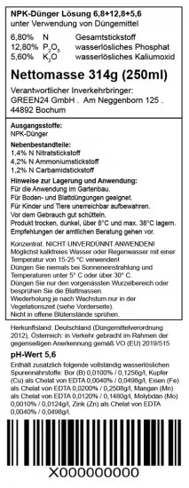 Tetrapanax Dünger, NPK Flüssigdünger für Reispapierbaum, Spezialdünger für Tetrapanax papyrifer, Fördert Riesenblätter & Blüten, 250ml