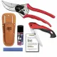 PRO Scheren-Set Gärtnermeister - Profi Gartenschere Felco 2, Leder-Tasche, Klapp-Säge, Pflege-Spay, Schleif-Stein, Reinigungstuch + GREEN24 Schnittanleitung