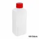 100 Stück VR250 Vierkantflaschen 250ml, HDPE natur, Kunststoff-Flaschen Plastikflaschen mit rotem Verschluss, prof. Industriequalität, geeignet für Abfüllanlagen