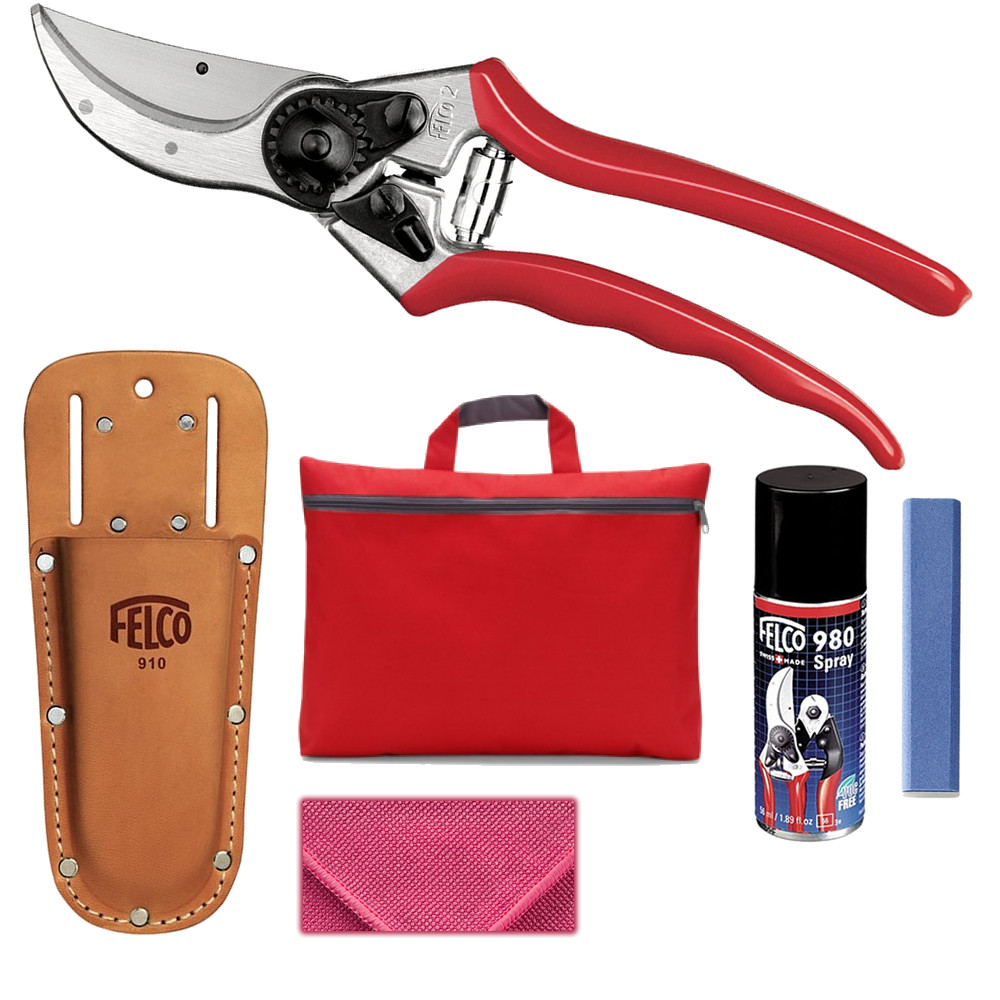 EXPERT ScherenSet Herren Profi Gartenschere Felco 2 + Ledertasche