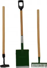Mini Garten-Werkzeuge Set Spaten, Harke (Rechen) und Hacke zum Miniaturgarten (1:12-9,5 cm) Mini Garten-Werkzeuge Set Spaten, Harke (Rechen) und Hacke zum Miniaturgarten (1:12-9,5 cm)