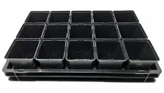 Wannen-Set KGT-15 Gärtner PRO mit Wanne, Bewässerungs-Kapillar-Matte, Gitterplatte, 15 Töpfen 11x11x12cm