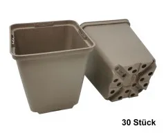 30 Stck. Recycling Pflanztöpfe Profi 9x9x9,5cm Farbe Taupe - RC Vierecktopf