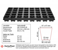 40 Steinwollewürfel Anzuchtblock 40x40x40mm in Anzuchtplatte (53,0 x 31,0 cm) (Typ G24)